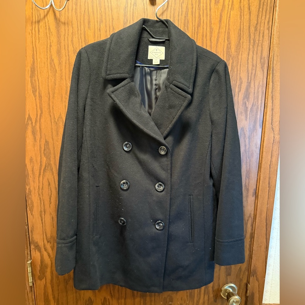 St. John's Bay Black Wool Pea Coat Classic Design